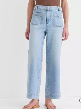 Ann Taylor LOFT The Palmer Wide Leg Jeans High Rise Curvy sz 32 / 14